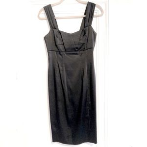 Calvin Klein | thick strap origami black satin dress